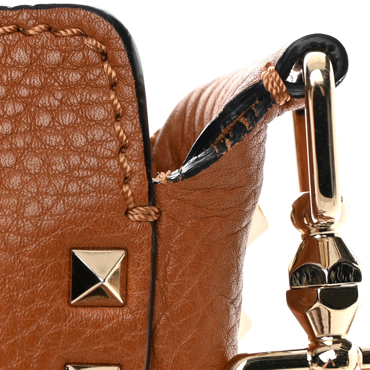 Pebbled Calfskin Large Rockstud Flip-Lock Messenger Bag Light Cuir