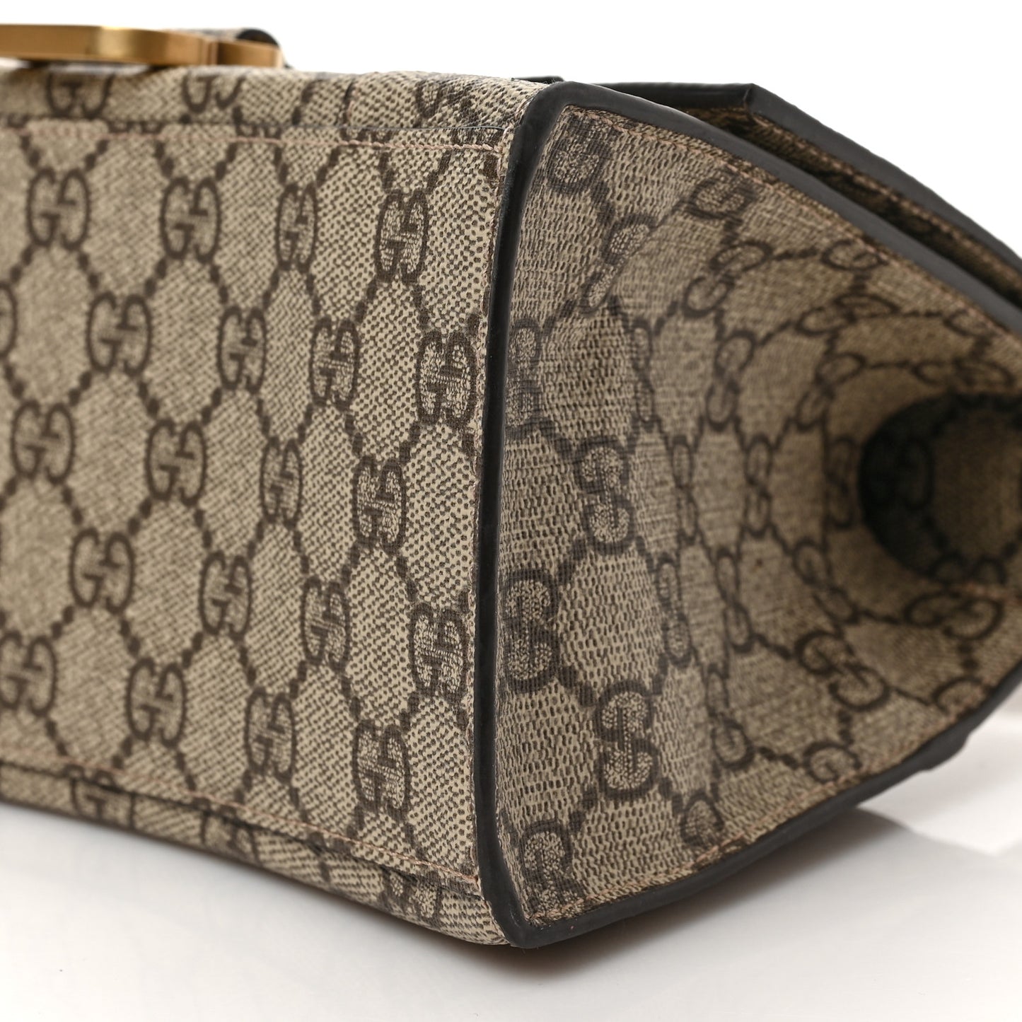 X GUCCI GG Supreme Monogram Small Hourglass Top Handle Bag Beige Ebony