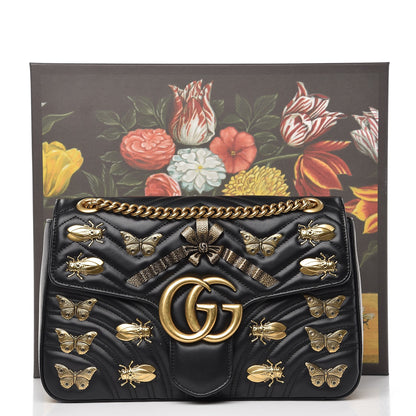 Gucci Calfskin Matelasse Animal Studs Medium GG Marmont Shoulder Bag Black 9 of 9
