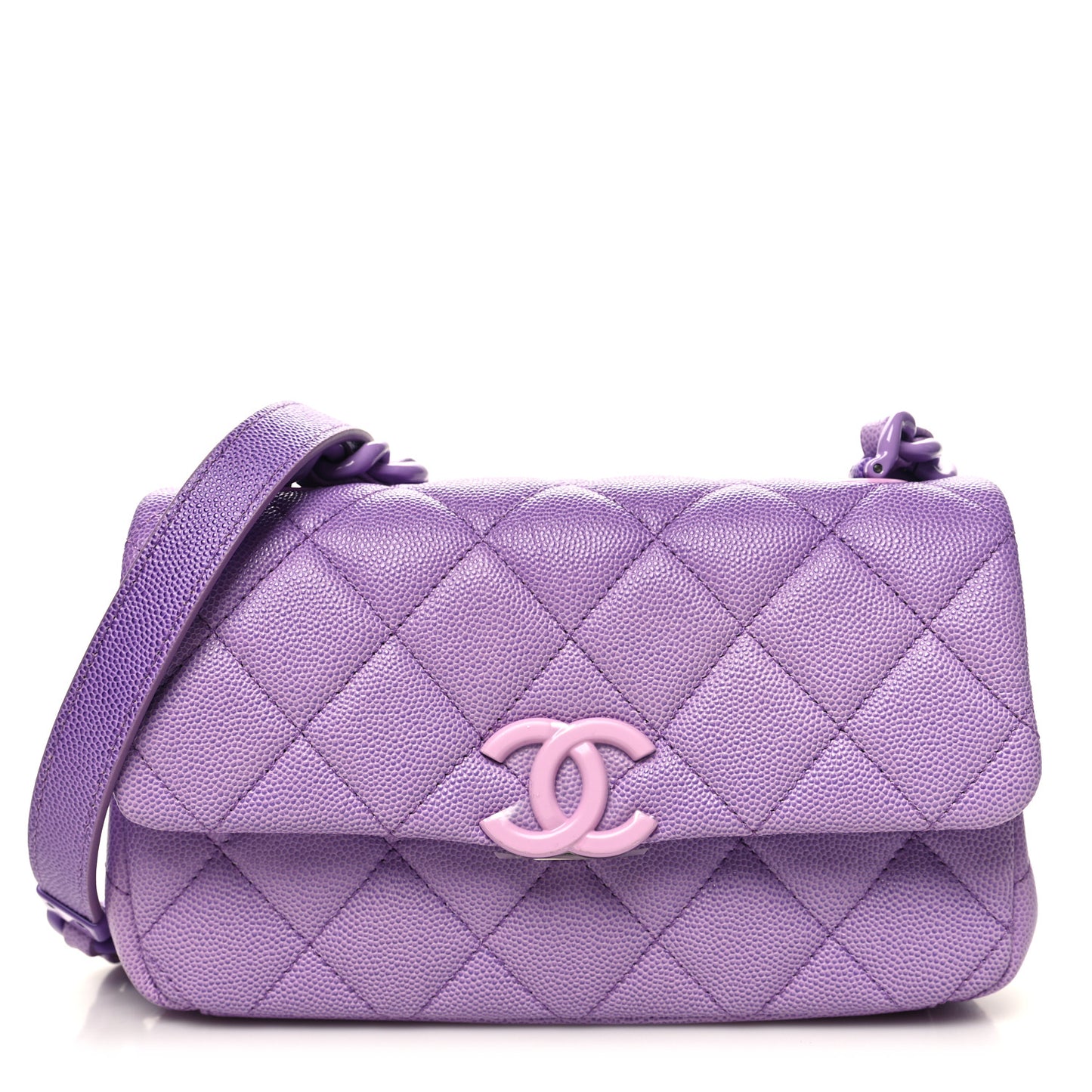Shaded Caviar Quilted My Everything Small Flap Purple Light Purple