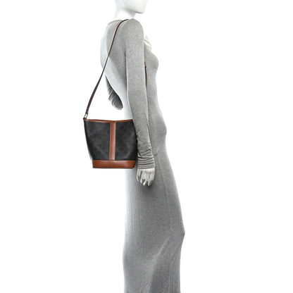 Celine Triomphe Canvas Calfskin Small Bucket Bag Tan 2 of 10