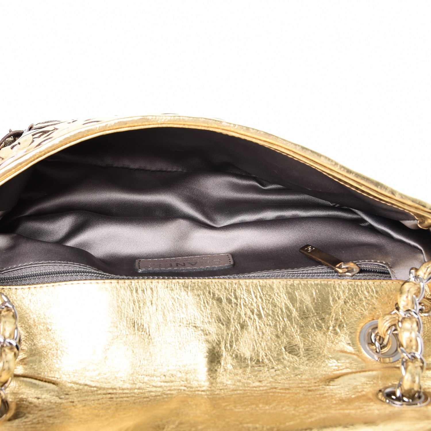 Chanel Calfskin Crackled CC Mix Medium Flap Gold Silver 5 of 8