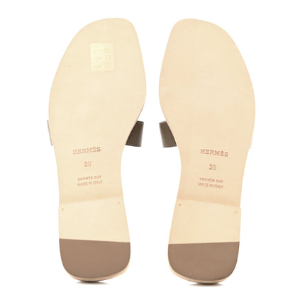 Hermes Epsom Oran Sandals 38 Etoupe 5 of 9