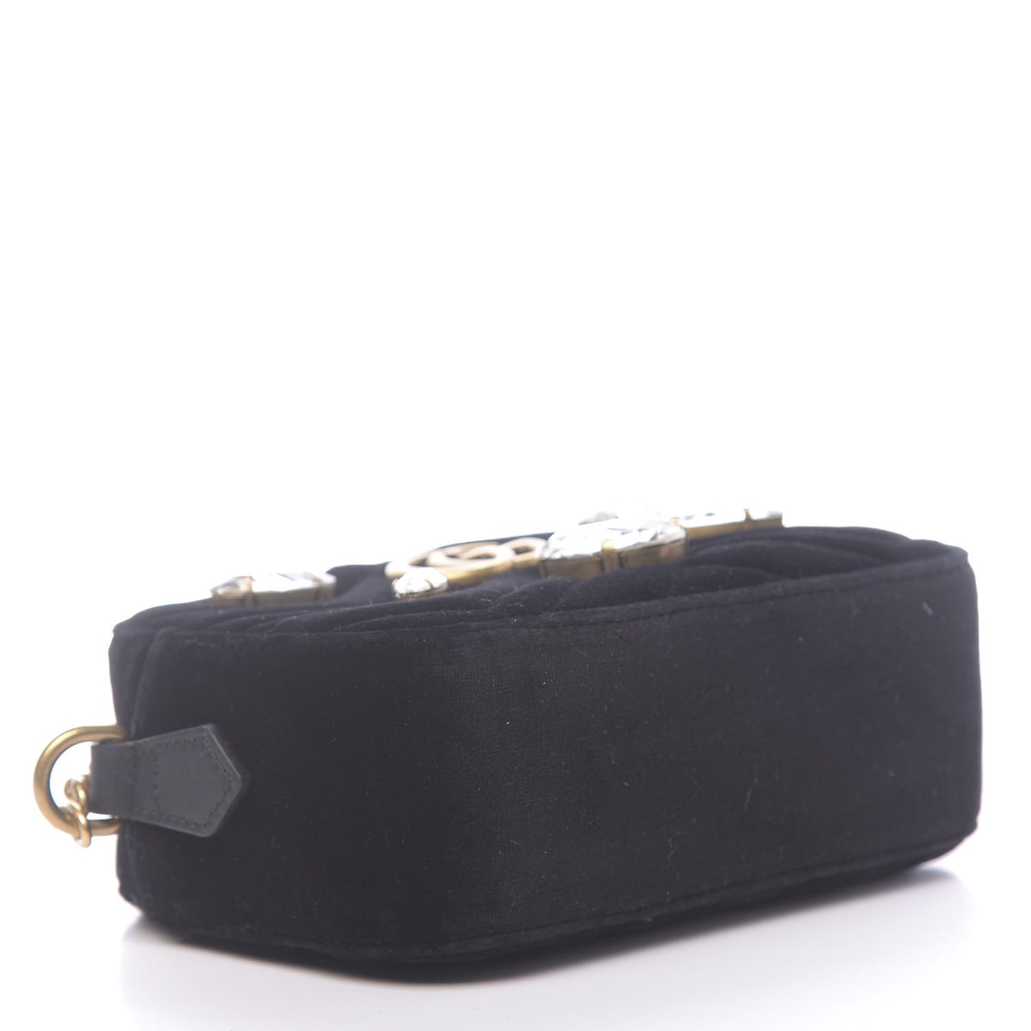 Velvet Matelasse Marquise Crystals Mini GG Marmont Chain Shoulder Bag Black