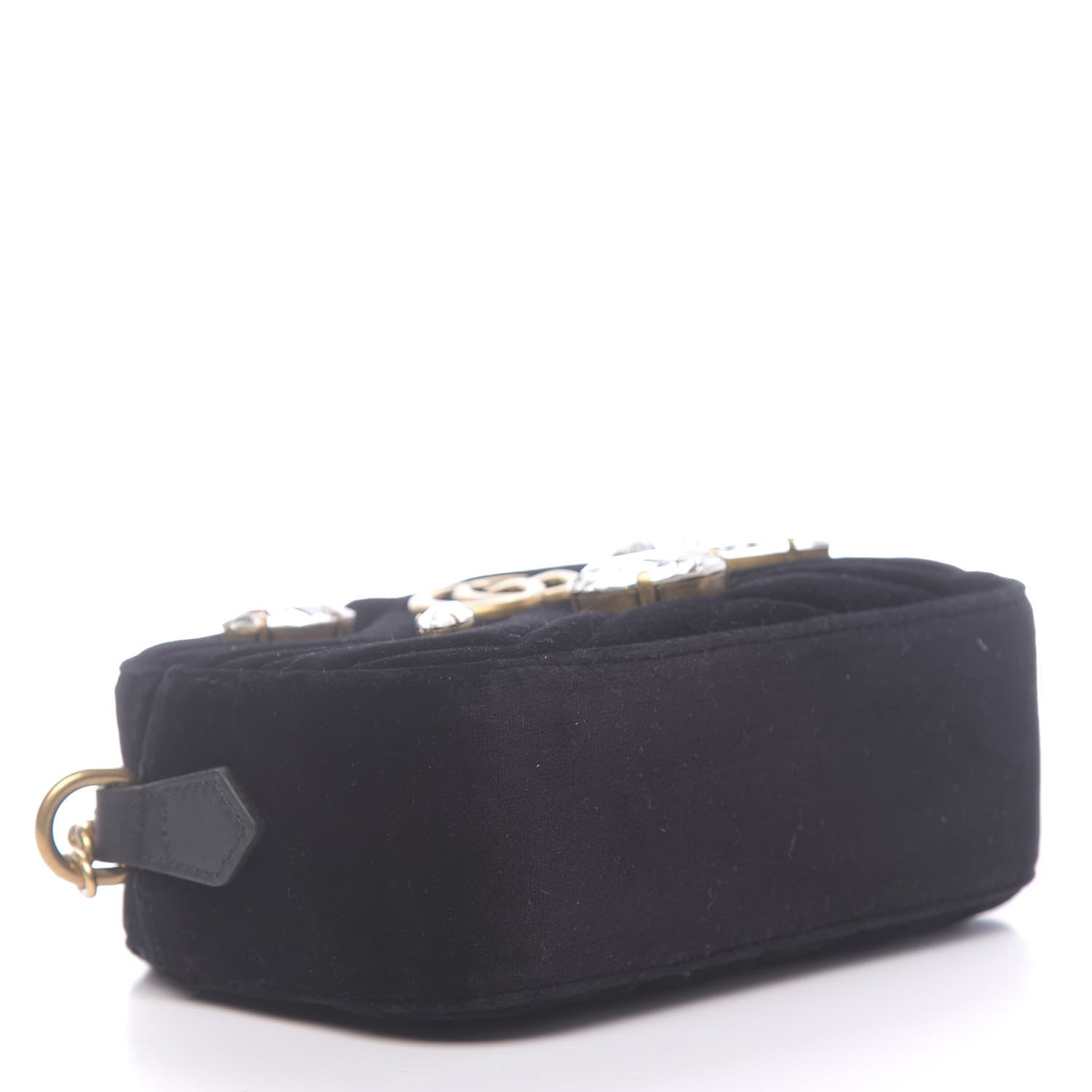 Gucci Velvet Matelasse Marquise Crystals Mini GG Marmont Chain Shoulder Bag Black 4 of 10