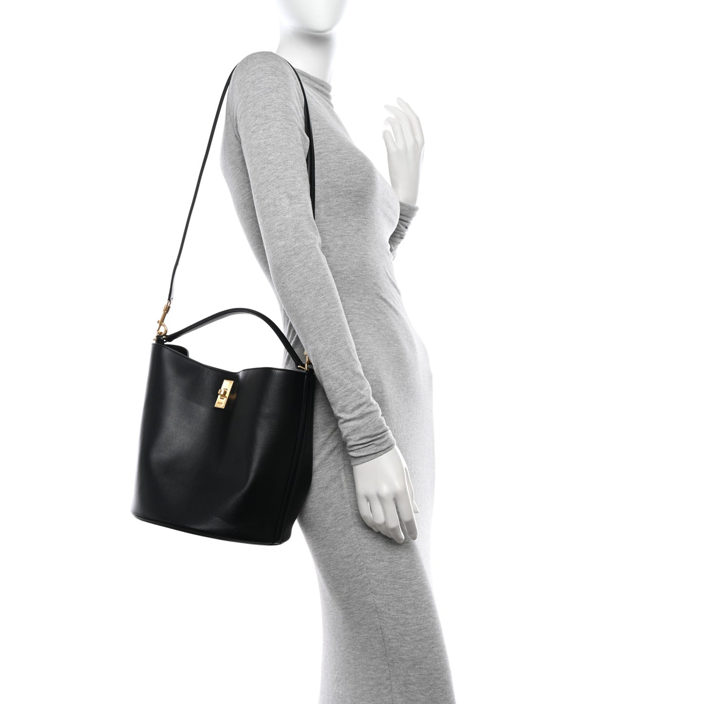 Smooth Calfskin Bucket 16 Bag Black