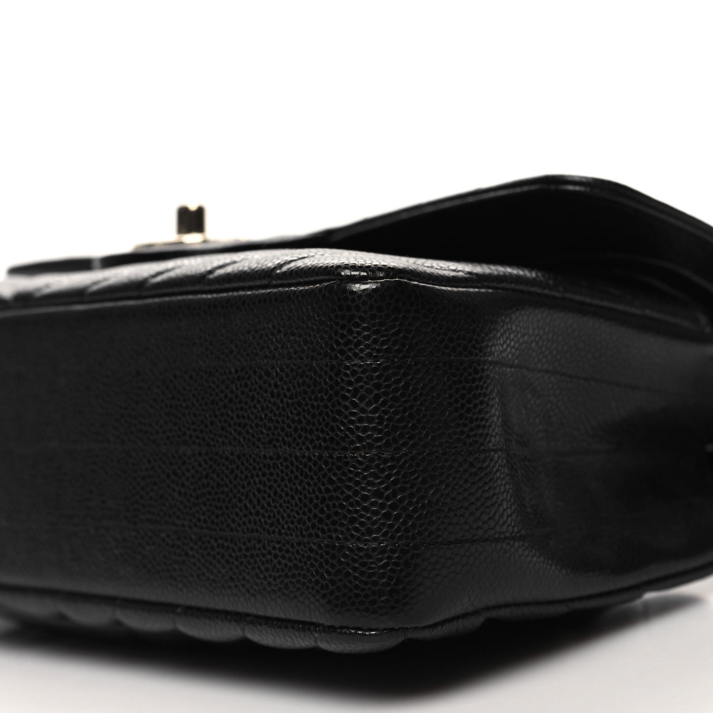Caviar Chevron Quilted Small Double Flap Black