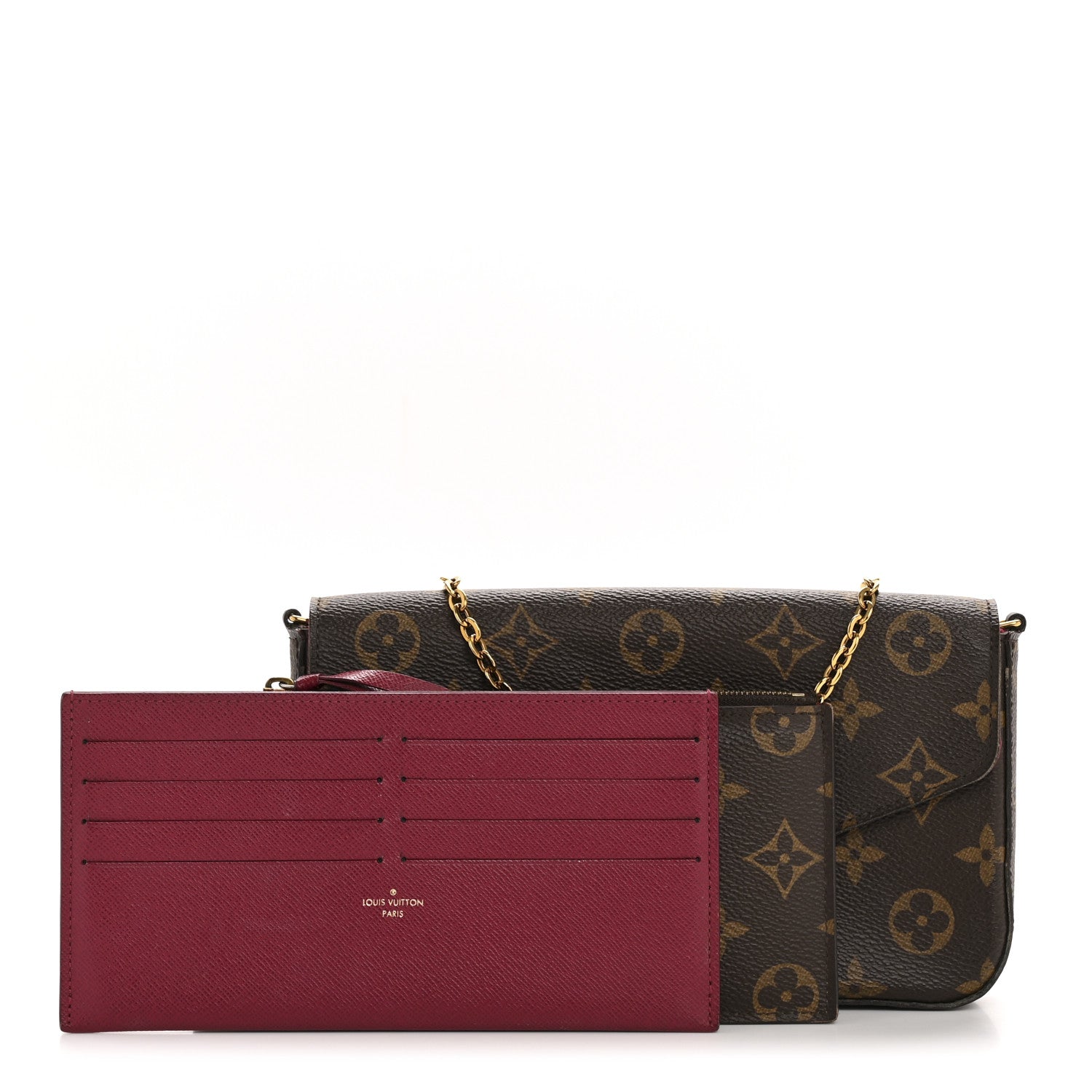 Louis Vuitton Monogram Pochette Felicie Chain Wallet Fuchsia 3 of 13