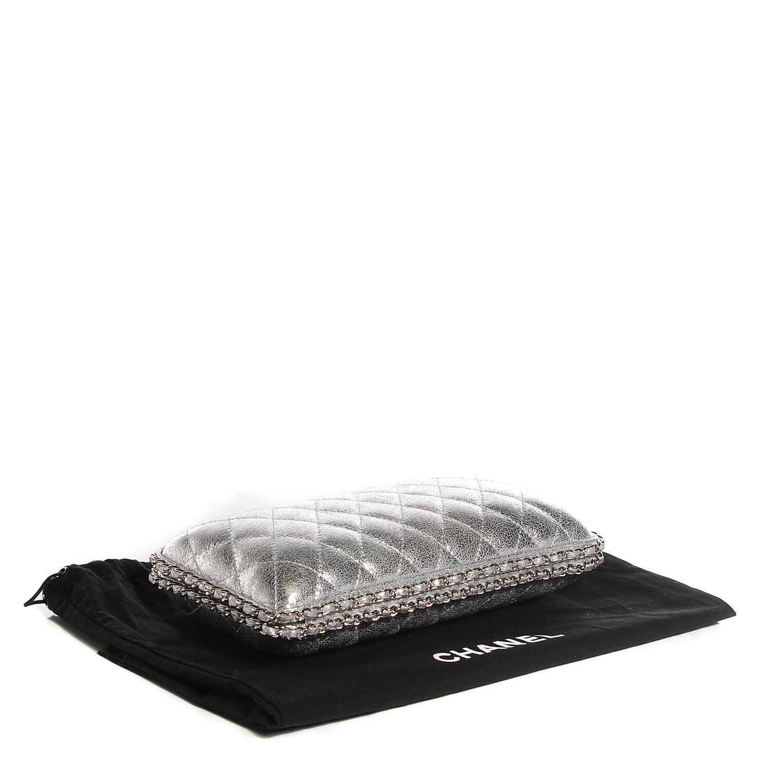 Chanel Metallic Lambskin Small Chain Around Clutch Silver 4 of 7