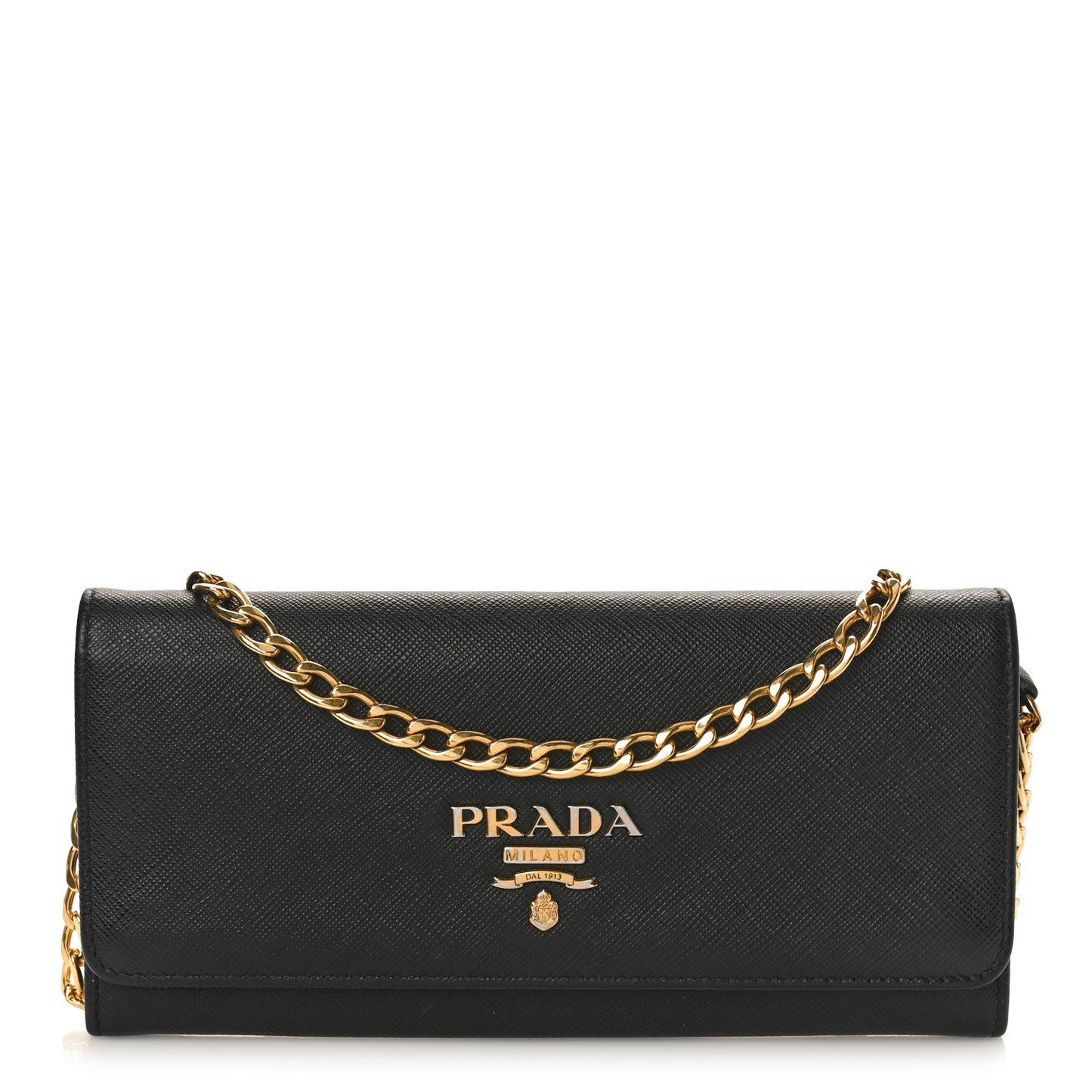 Saffiano Lux Chain Wallet Black