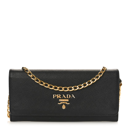 Prada Saffiano Lux Chain Wallet Black 1 of 8