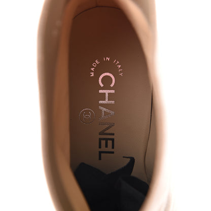 Chanel Suede Calfskin Satin Gabrielle Cap Toe Short Boots 39 Beige Black 6 of 9