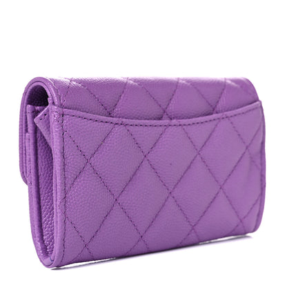 Chanel Caviar Quilted Flap Card Holder Wallet Purple 3 of 9