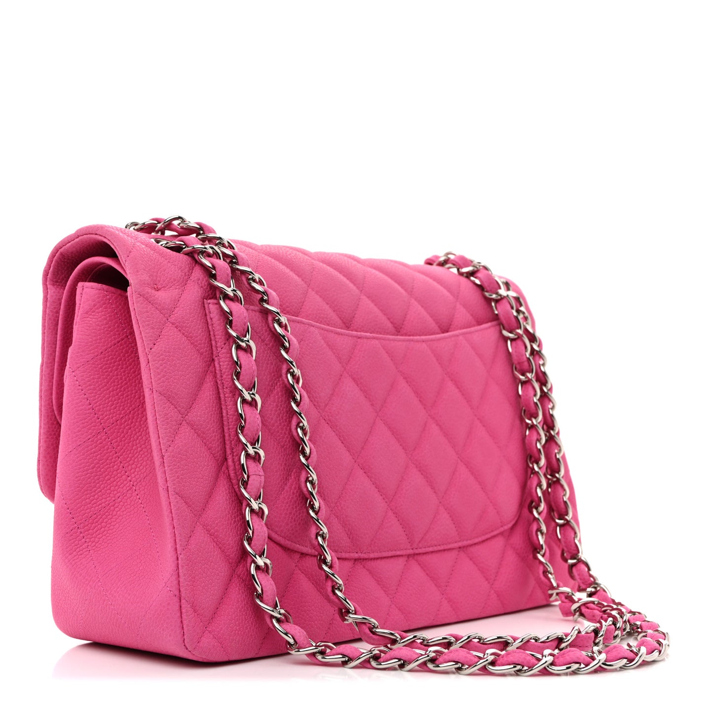 Iridescent Caviar Quilted Jumbo Double Flap Pink