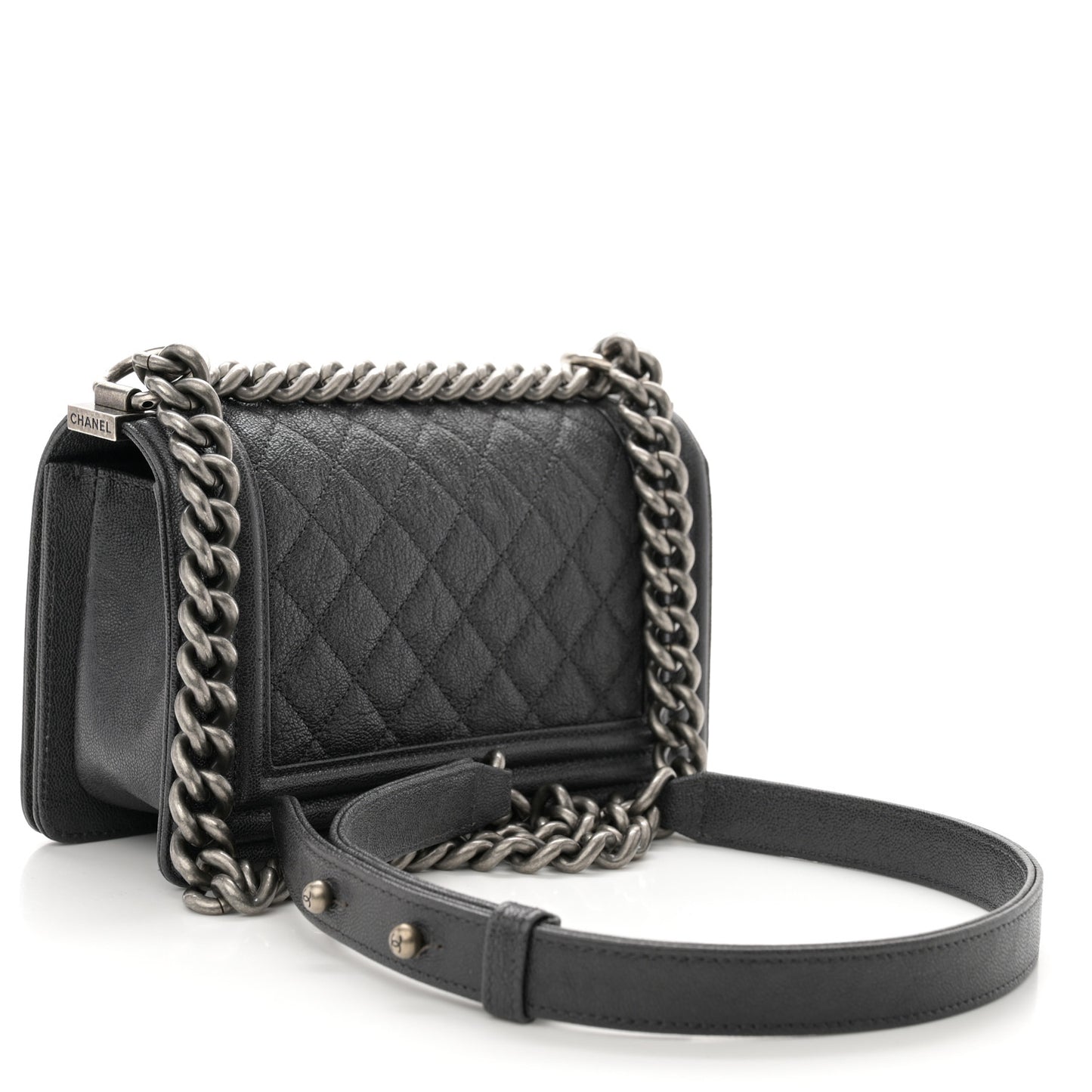 Caviar Quilted Small Boy Flap Grey