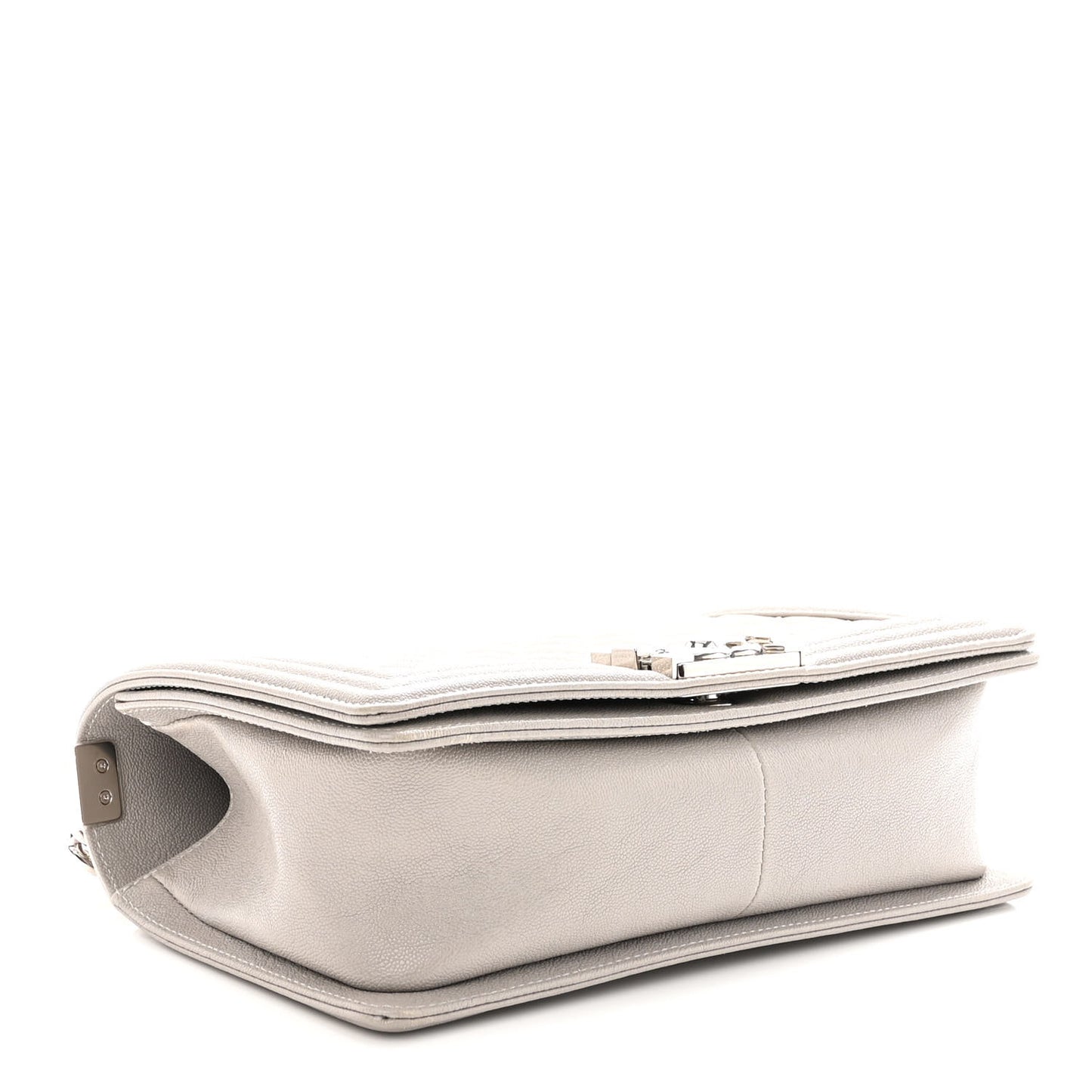 Caviar Quilted Medium Boy Flap Light Grey