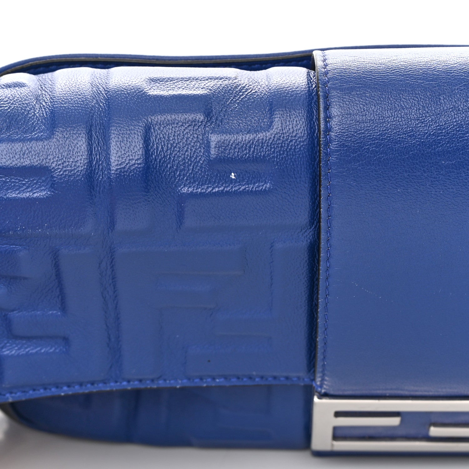 Fendi Nappa FF 1974 Embossed Belt Baguette Bag Blue Neon 16 of 16