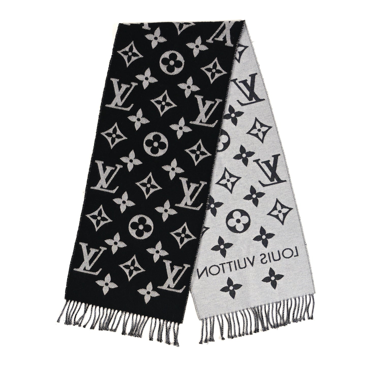 Wool Monogram LV Essential Scarf Black