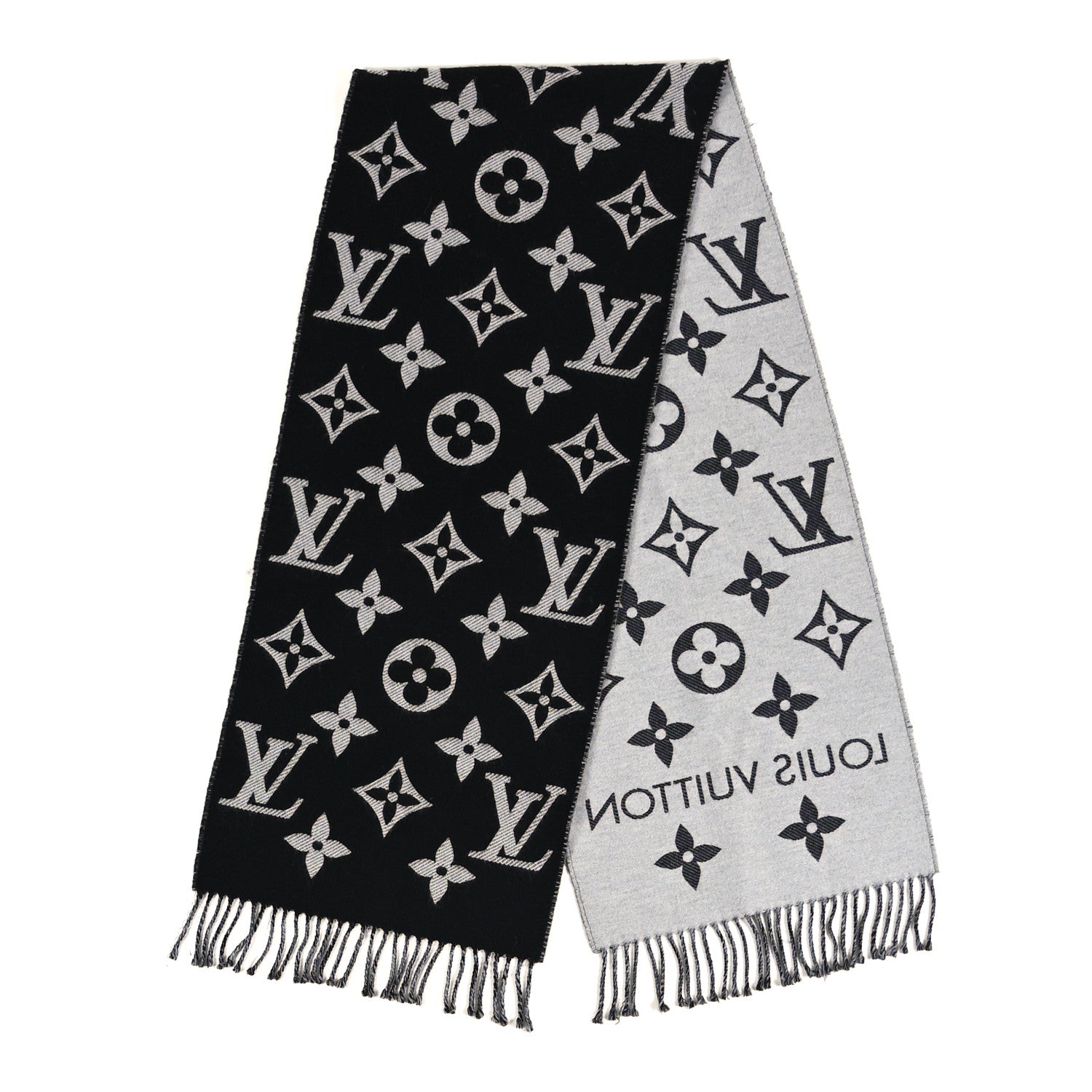 Louis Vuitton Wool Monogram LV Essential Scarf Black 2 of 3