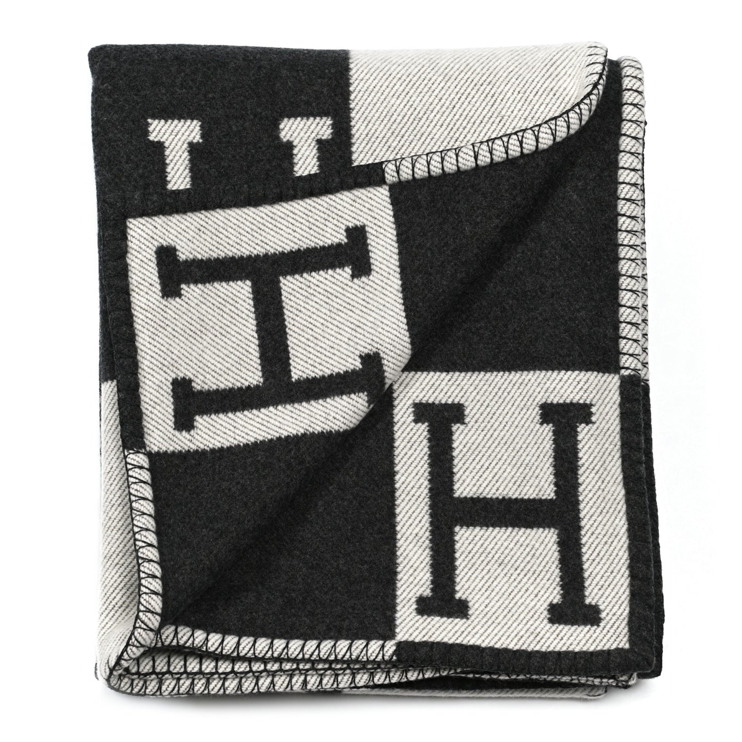 Wool Cashmere Avalon Blanket Ecru Gris Fonce
