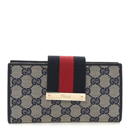 Gucci Monogram Calfskin Ladies Web Continental Wallet Beige Blue 1 of 7