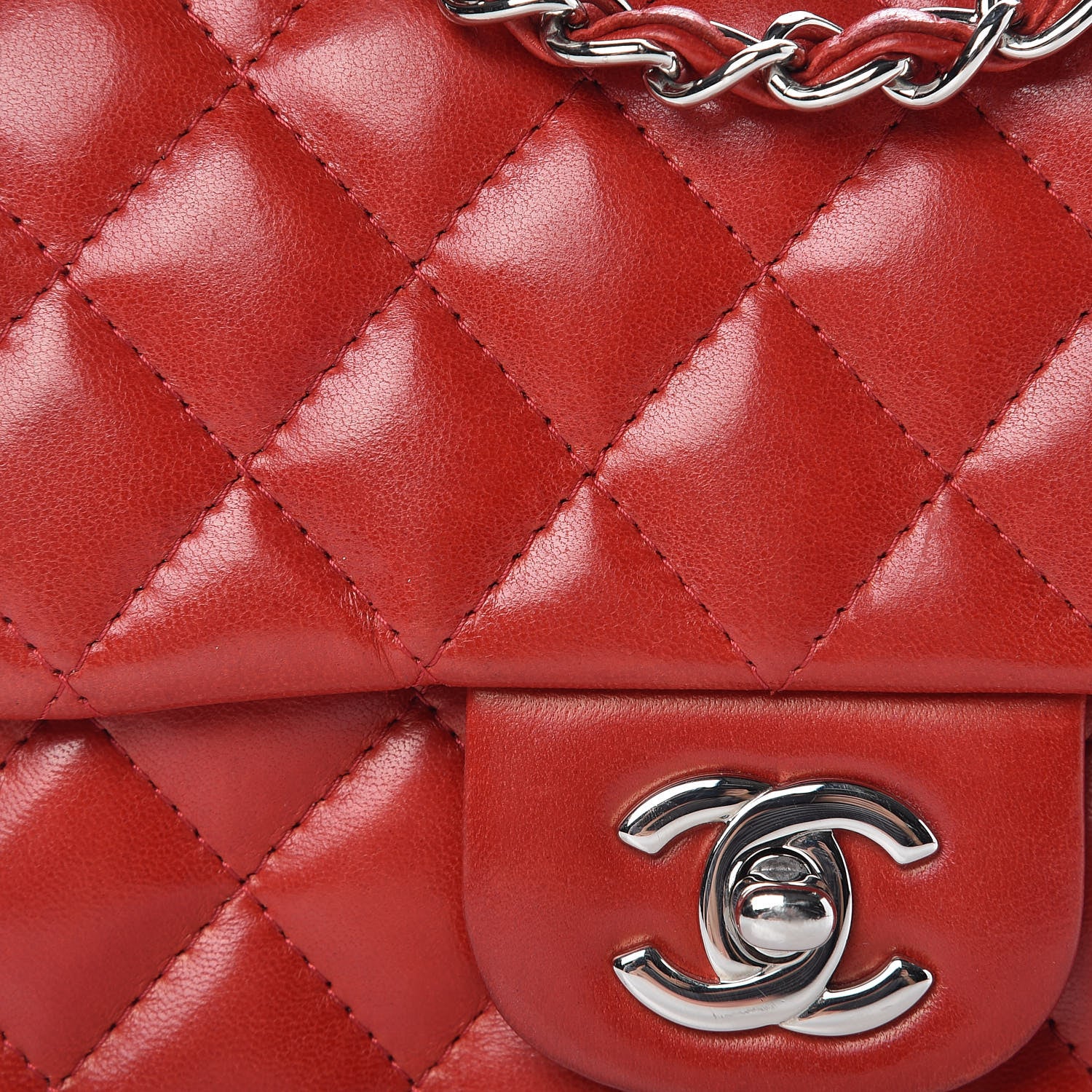 Chanel Lambskin Quilted Mini Square Flap Red 11 of 14