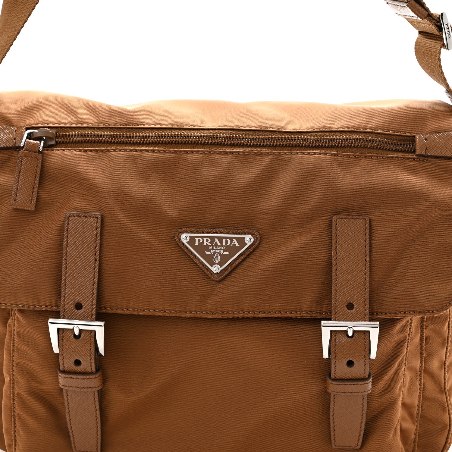 Prada Re-Nylon Vela Saffiano Pocket Double Buckle Messenger