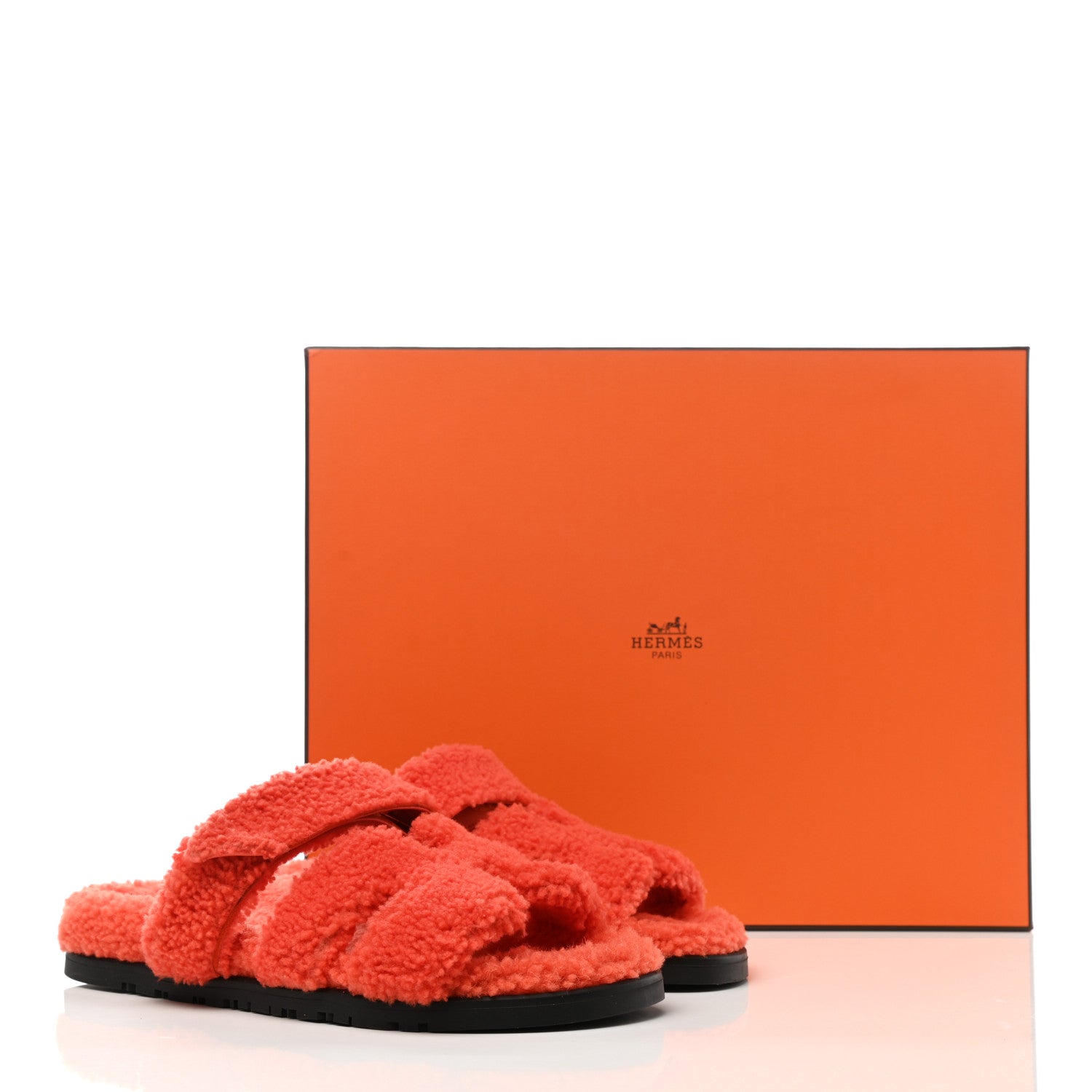 Hermes Woolskin Womens Chypre Sandals 38 Orange 8 of 8
