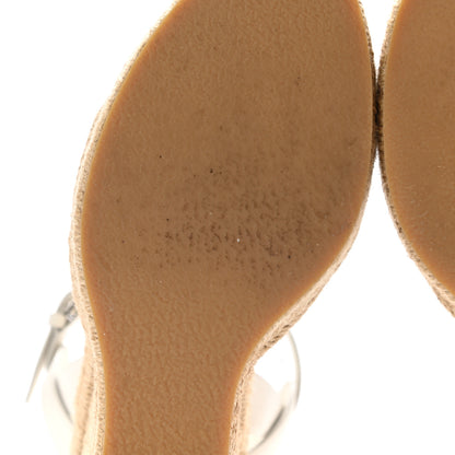 Saint Laurent Calfskin Tribute 95 Platform Espadrille Wedge Sandals 40.5 Porcellana 7 of 11