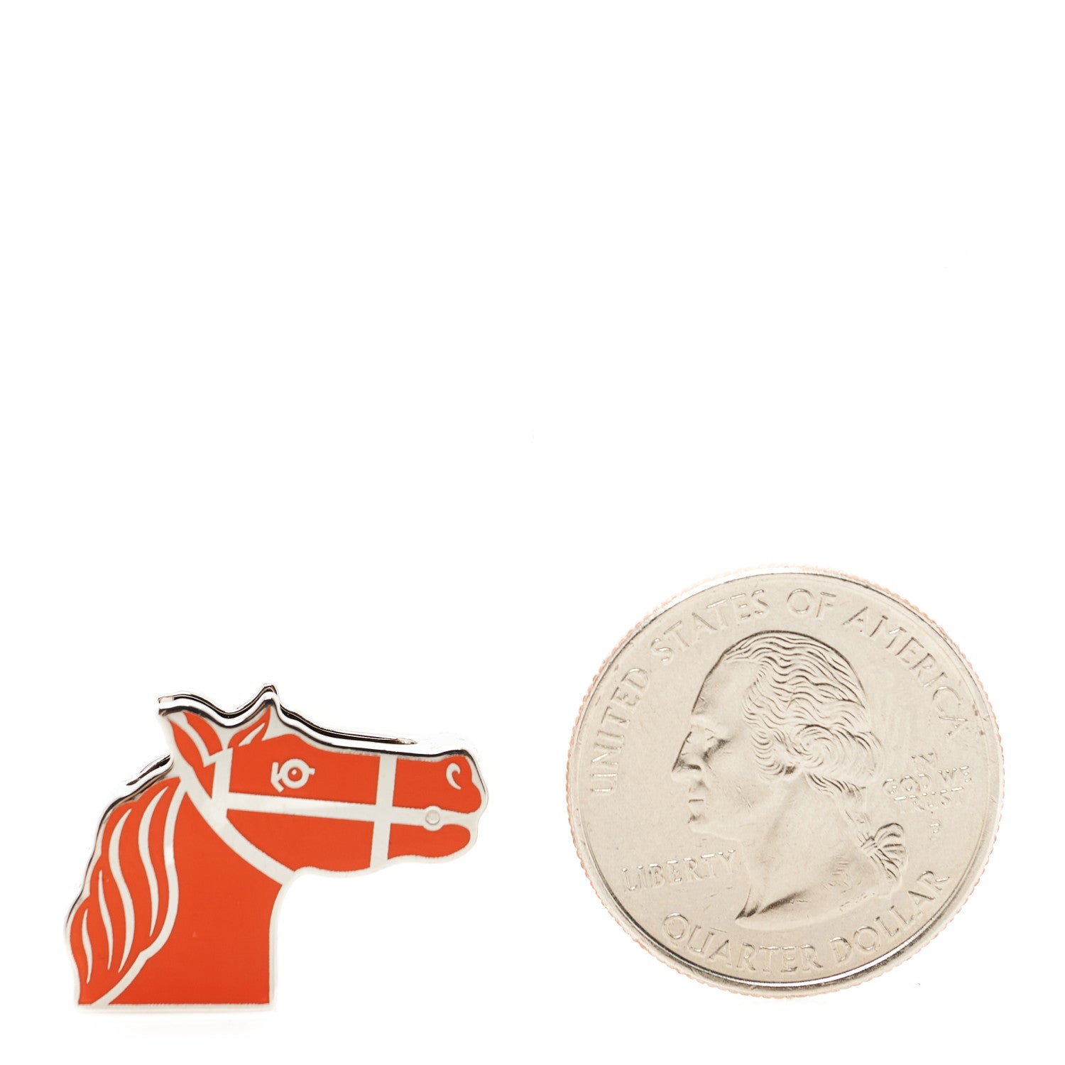 Hermes Palladium Lacquered Quadrige Twilly Scarf Ring Orange 2 of 6
