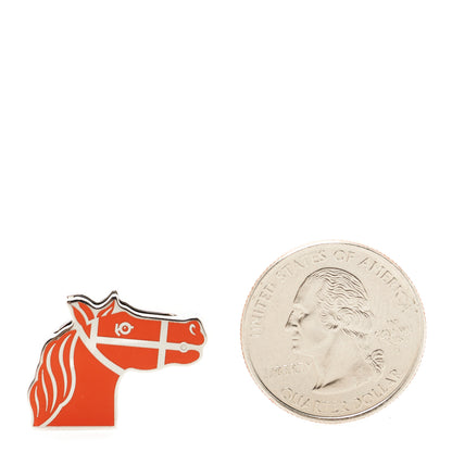 Hermes Palladium Lacquered Quadrige Twilly Scarf Ring Orange 2 of 6