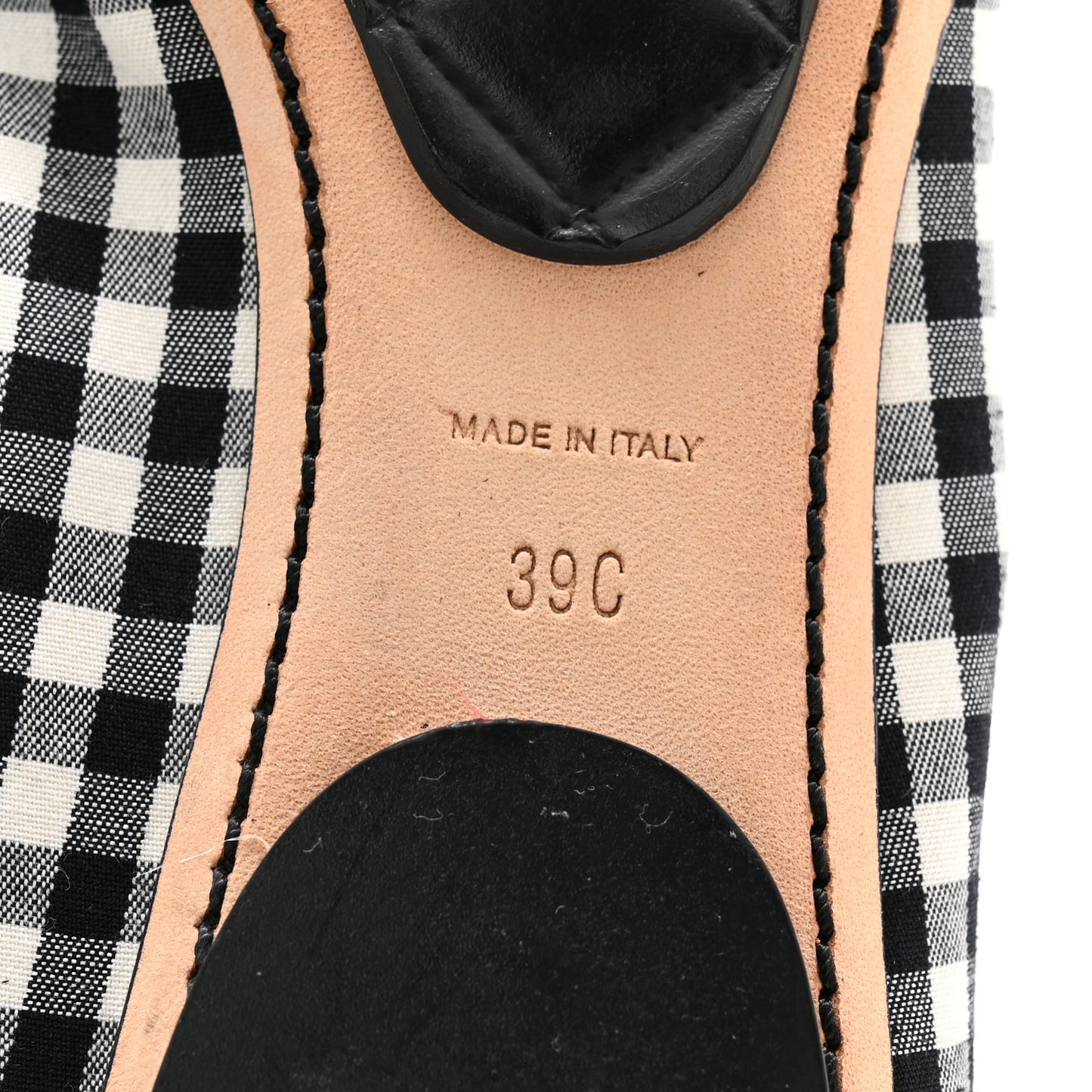 Fabric Checkered CC Elastic Cap Toe Ballerina Flats 39 Black White