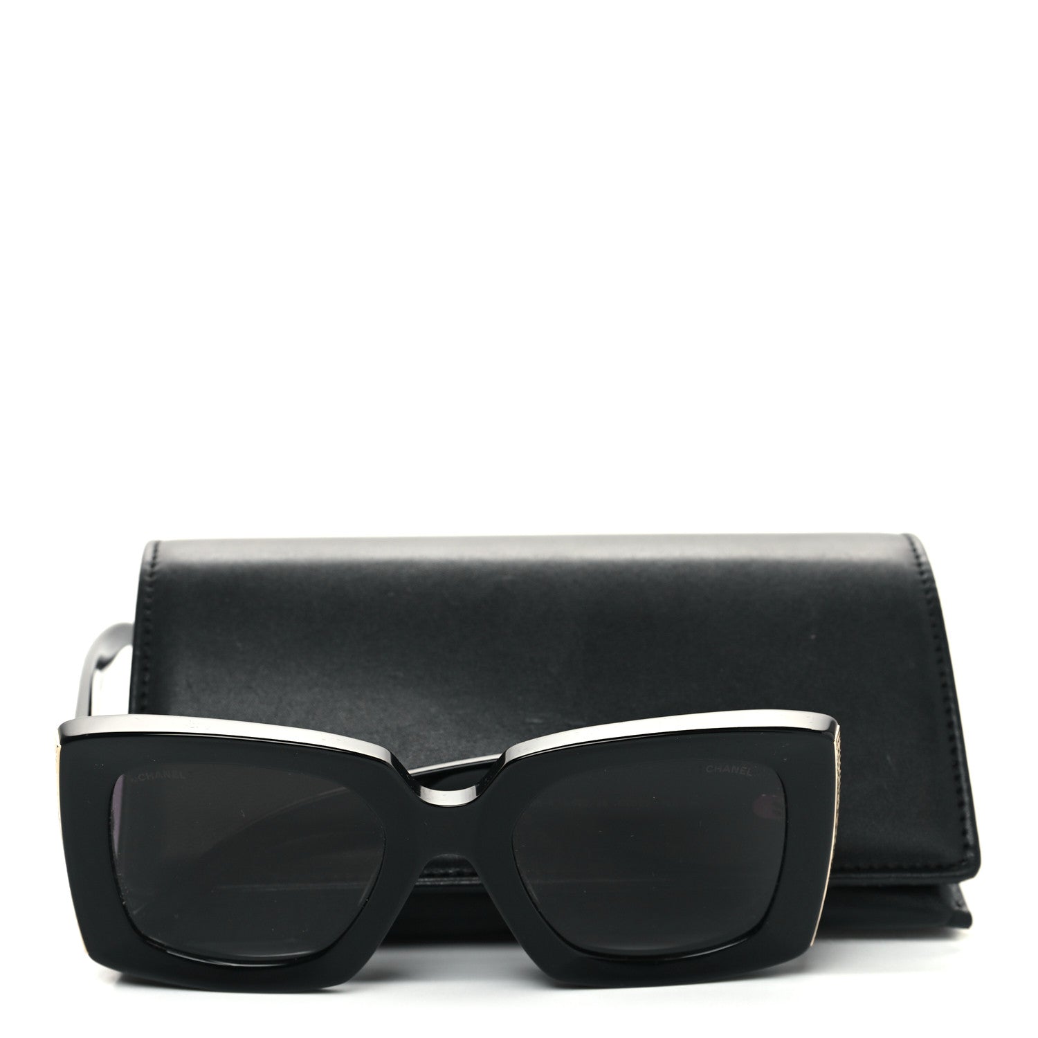 Chanel Acetate Rectangle Sunglasses 5435-A Black 7 of 7