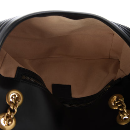 Gucci Calfskin Matelasse Small GG Marmont Shoulder Bag Black 5 of 9