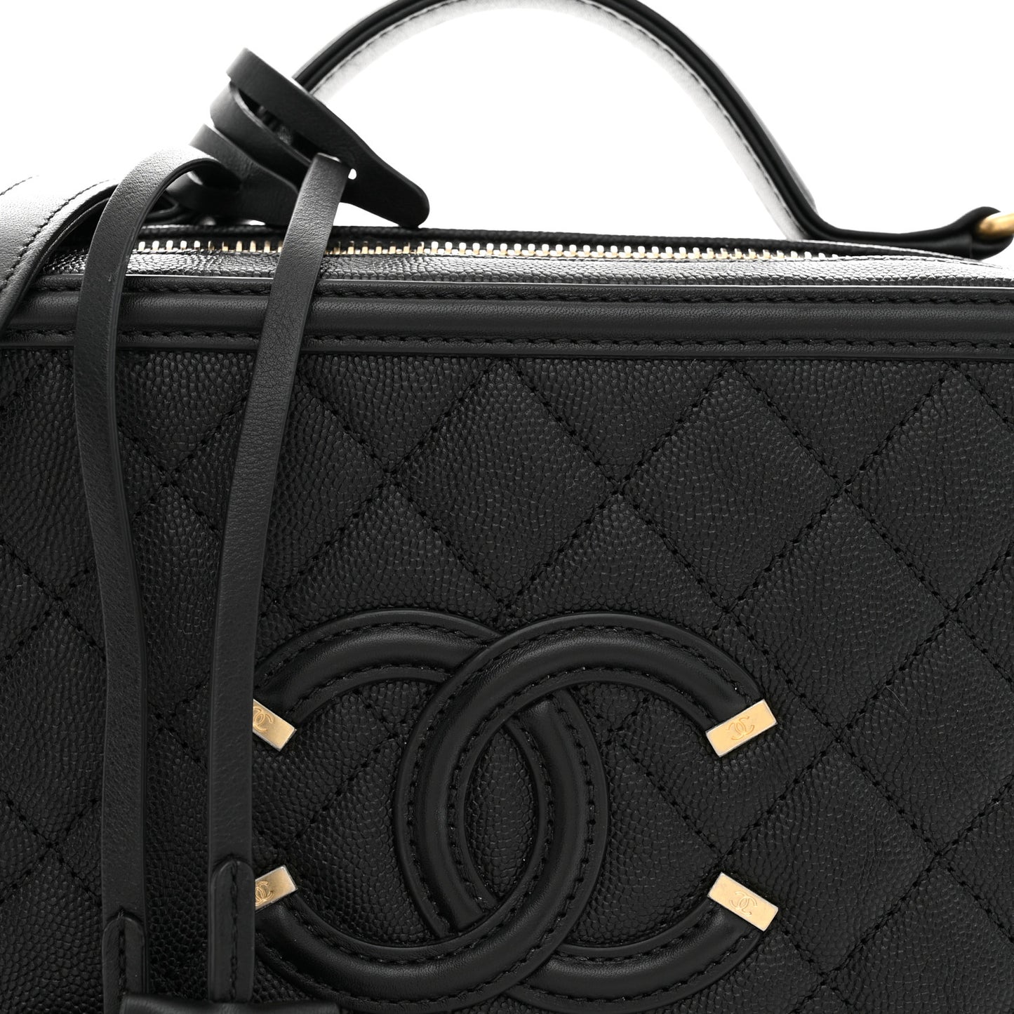 Caviar Quilted Medium CC Filigree Vanity Case Black