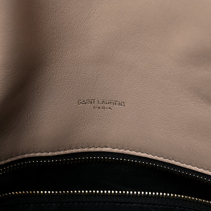 Saint Laurent Lambskin Quilted Medium Loulou Puffer Monogram Chain Satchel Dark Beige 6 of 12