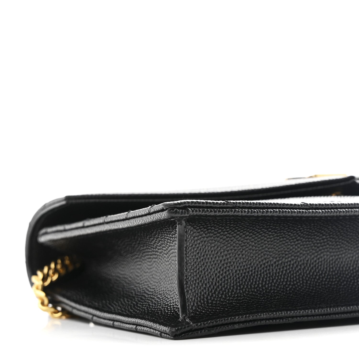 Saint Laurent Grain De Poudre Matelasse Chevron Monogram Envelope Chain Wallet Black 9 of 10