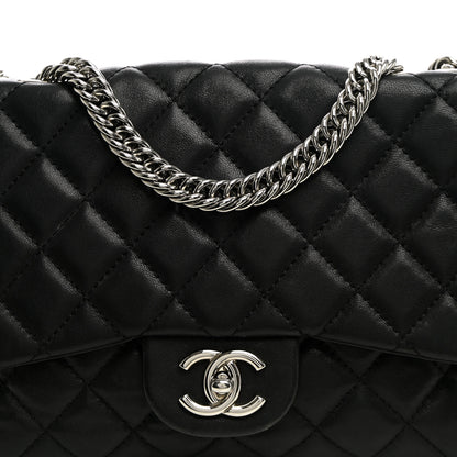 Chanel Washed Lambskin Quilted Bijoux Chain Jumbo Single Flap Black 8 of 10