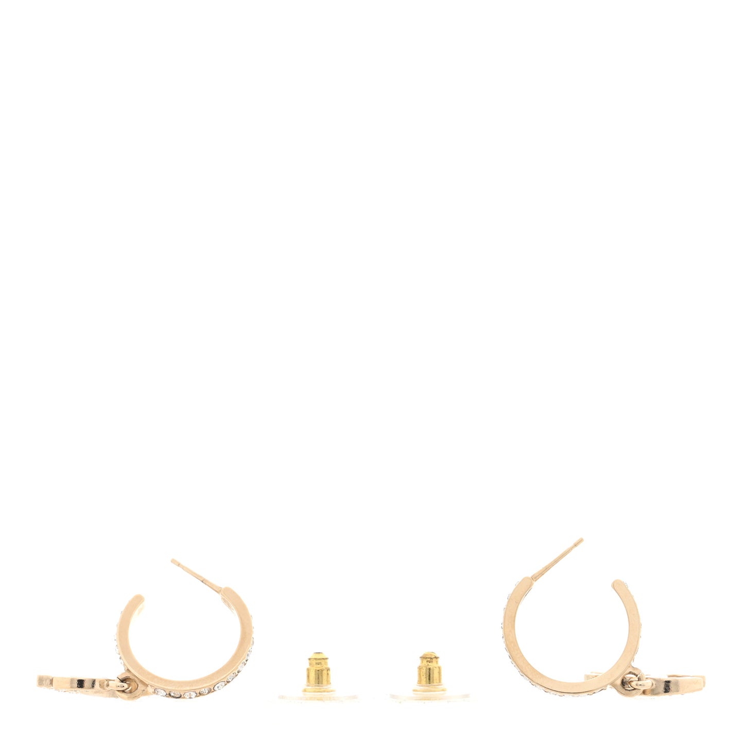 Crystal Lock Symbols CC Hoop Drop Earrings Gold
