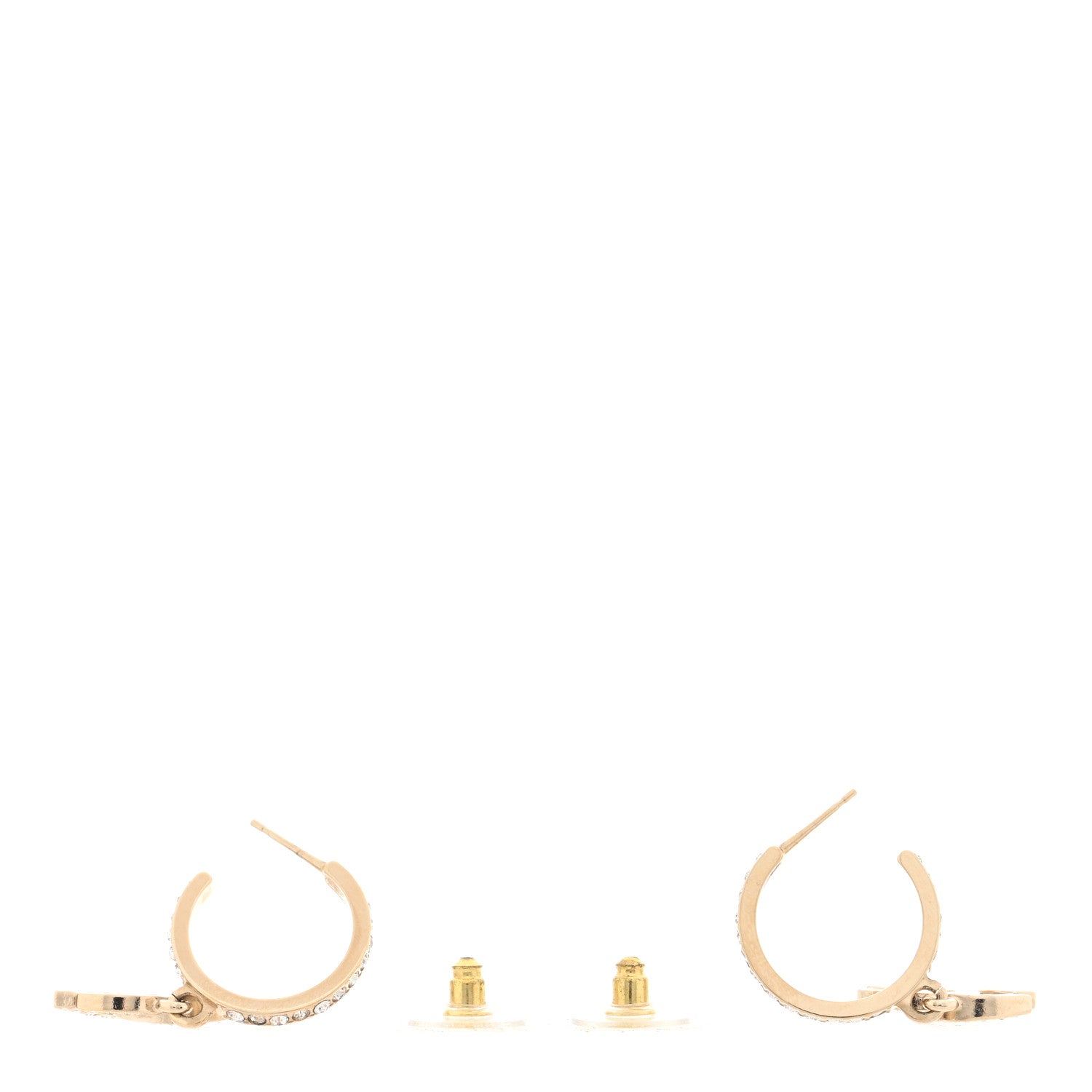 Chanel Crystal Lock Symbols CC Hoop Drop Earrings Gold 3 of 5