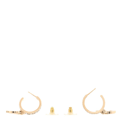 Chanel Crystal Lock Symbols CC Hoop Drop Earrings Gold 3 of 5