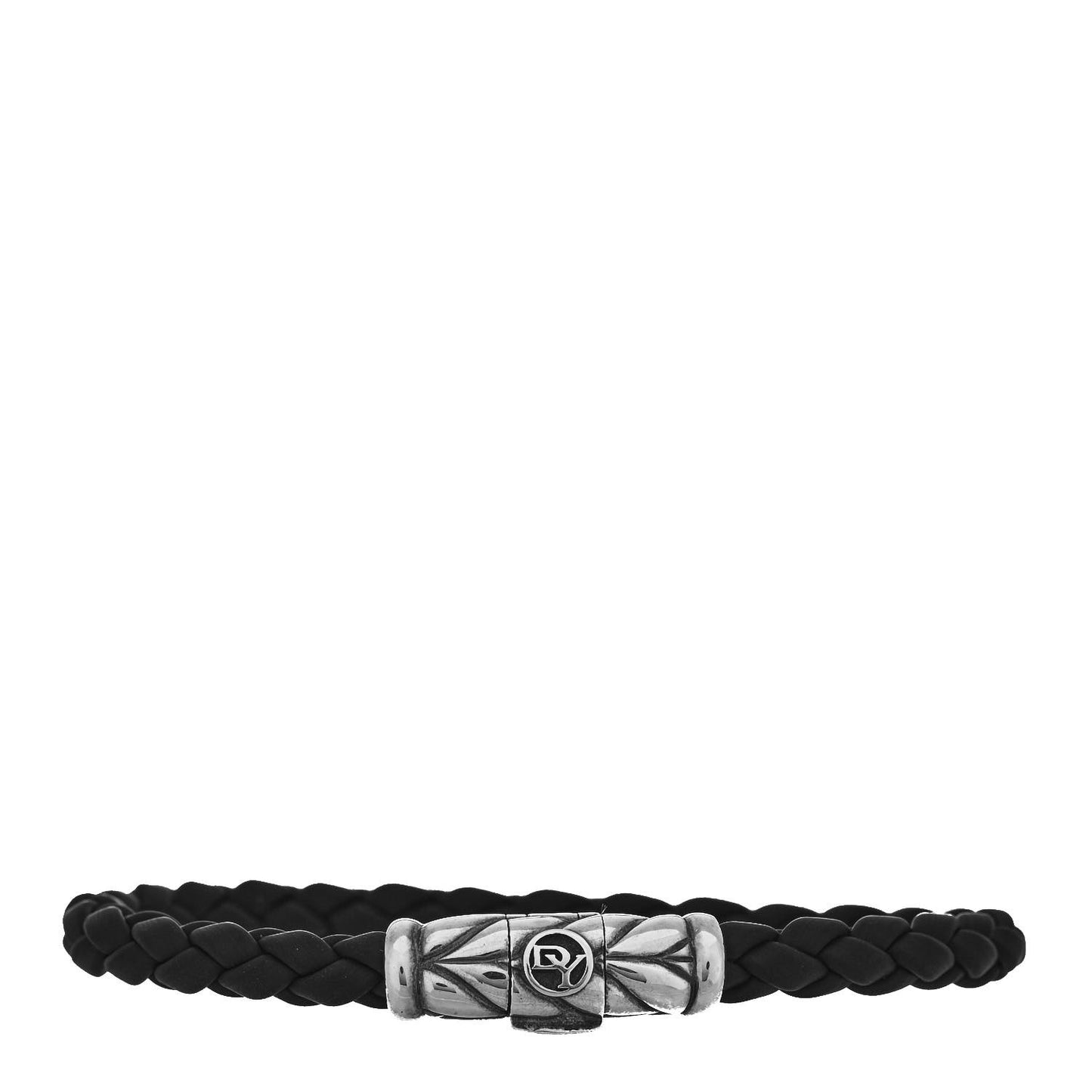 Sterling Silver Rubber Woven Bracelet Black