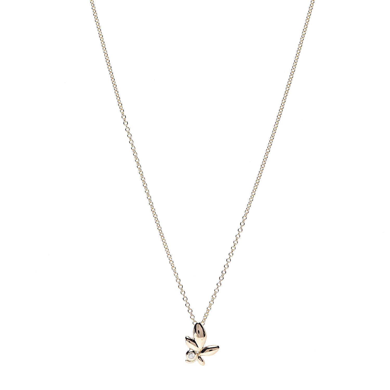 Tiffany 18K Rose Gold Diamond Paloma Picasso Olive Leaf Pendant Necklace 1 of 7