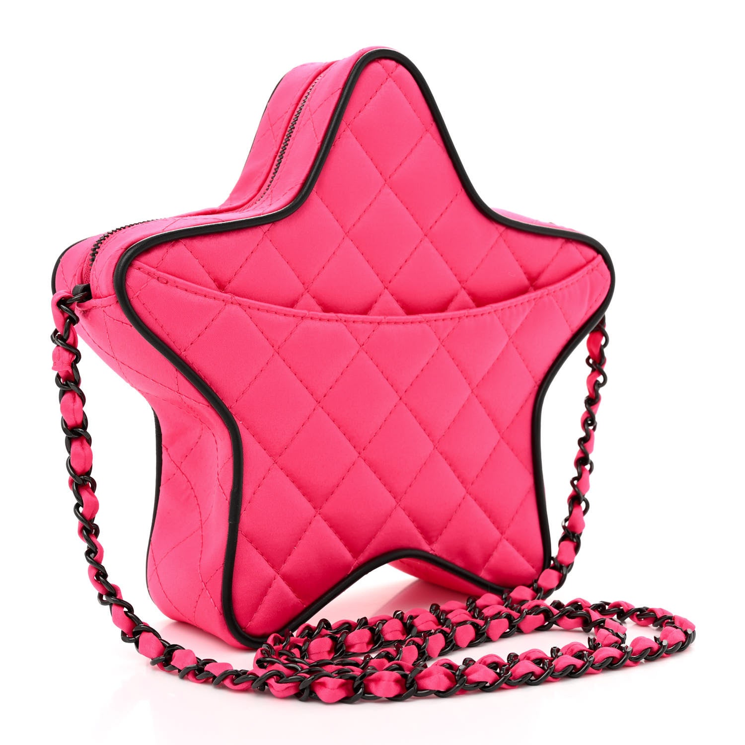 Chanel Satin Quilted Walk Of Fame Star Bag Fuchsia Black 3 of 11