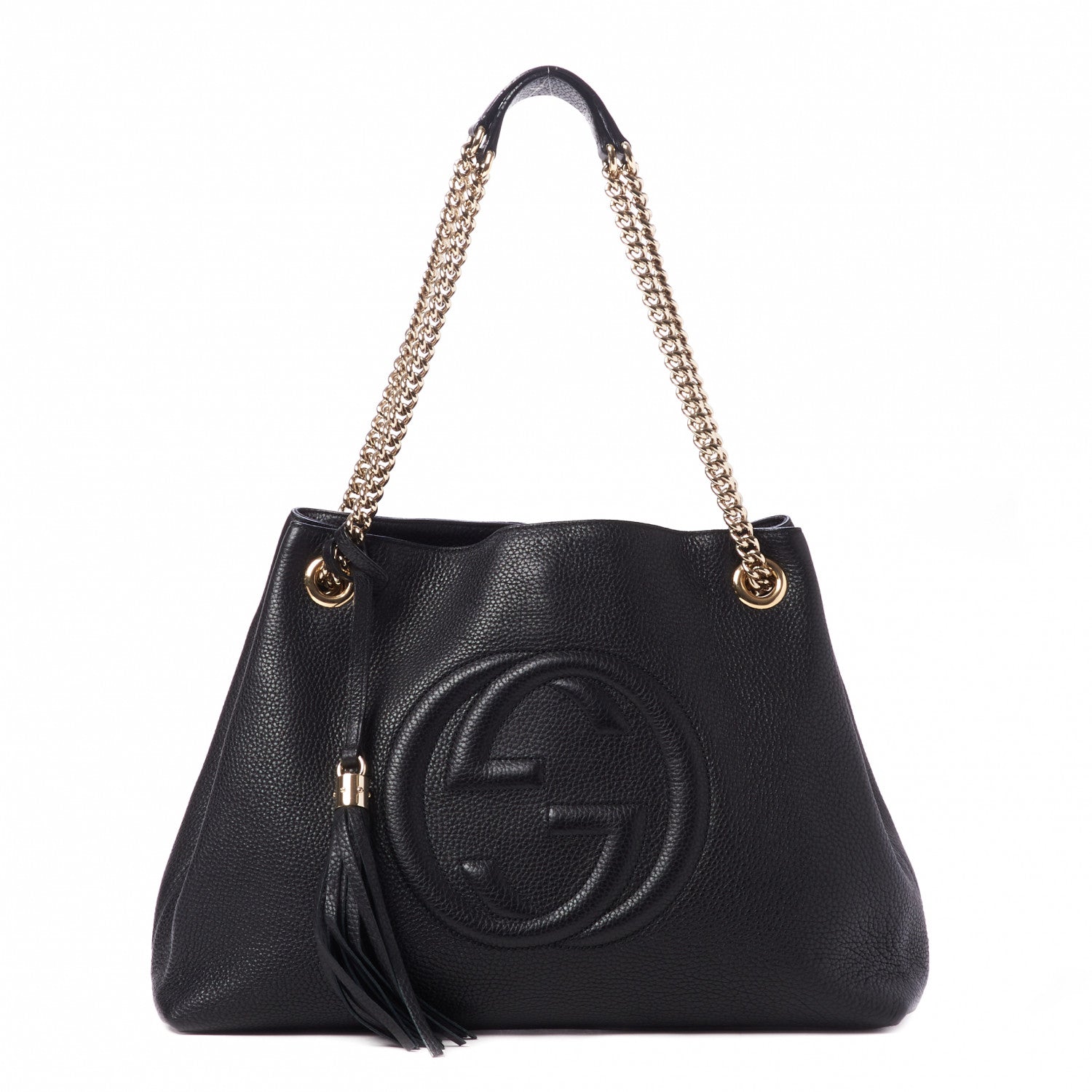 Gucci Pebbled Calfskin Medium Soho Chain Shoulder Bag Black 1 of 12