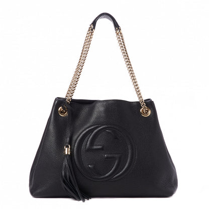 Gucci Pebbled Calfskin Medium Soho Chain Shoulder Bag Black 1 of 12