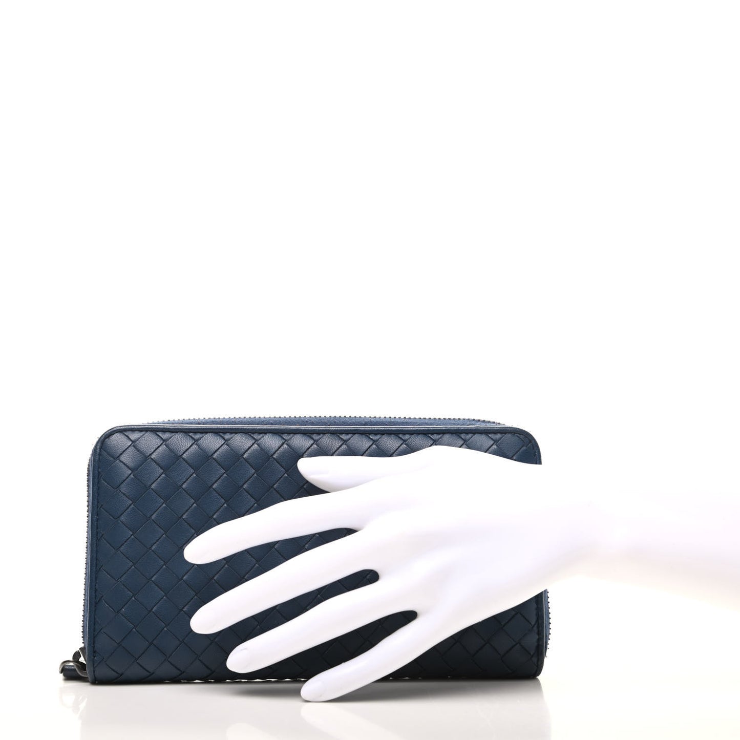Nappa Intrecciato Zip Around Wallet Blue