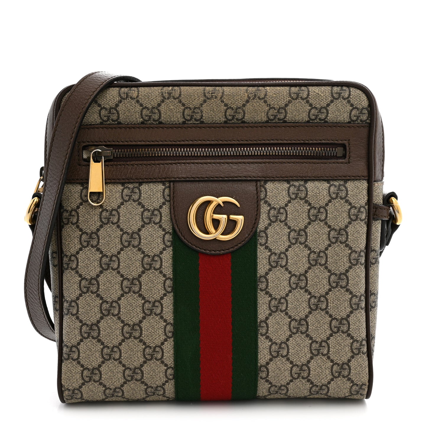 GG Supreme Monogram Web Small Ophidia Messenger Bag Brown