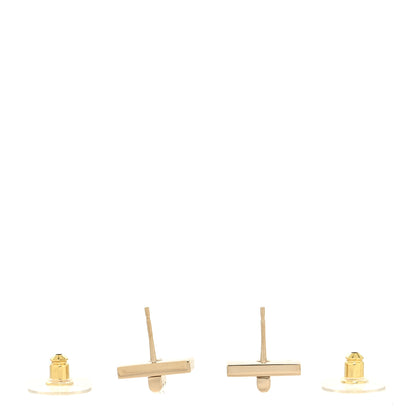 Chanel Metal 2.55 Logo Plate Earrings Gold 3 of 4