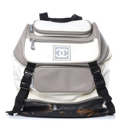 Chanel Nylon Calfskin CC Backpack White Gray 1 of 25